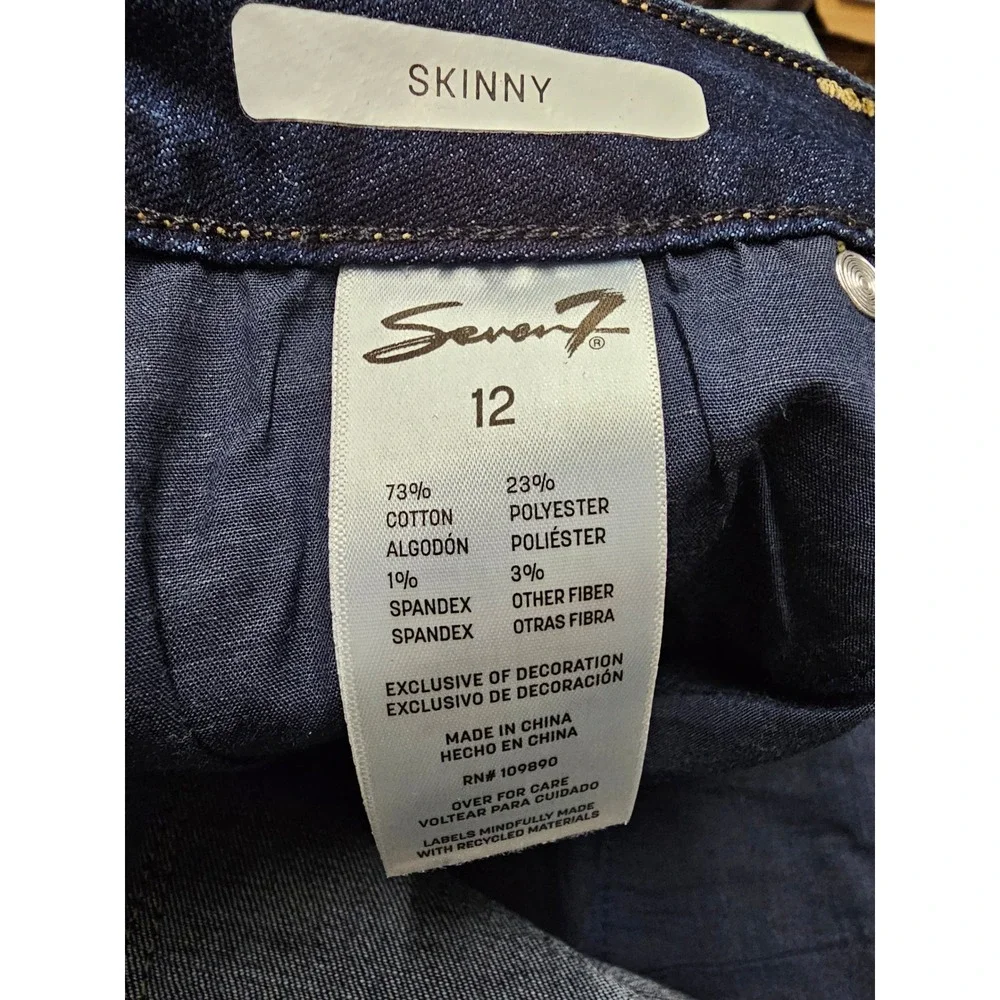 Seven7 Womens Skinny High Rise Jeans Blue Cotton Blend Casual Size 12